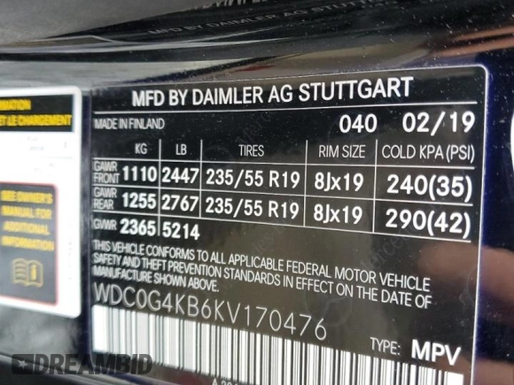 2019 Mercedes-Benz GLC with VIN WDC0G4KB6KV170476, listed as a Copart auction lot 71877602 with 78,491 mi miles. Bid and sale history available at carsss.com. Image 14.