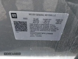 2023 Chevrolet Malibu RS with VIN 1G1ZG5ST3PF179884, listed as a IAAI auction lot 41586349 with 25,115 mi miles and . Bid and sale history available at DreamBid. Image 9.