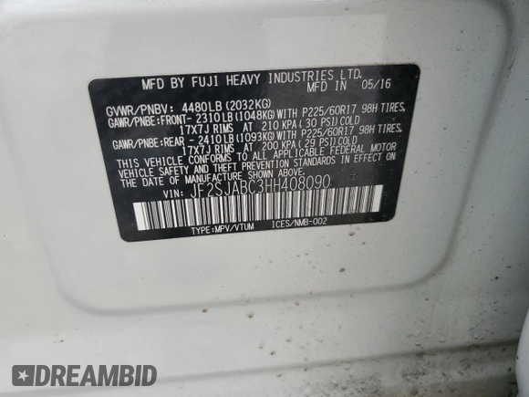 2017 Subaru Forester with VIN JF2SJABC3HH408090, listed as a Copart auction lot 52627375 with 163,610 mi miles and Clean Title. Bid and sale history available at carsss.com. Image 13.