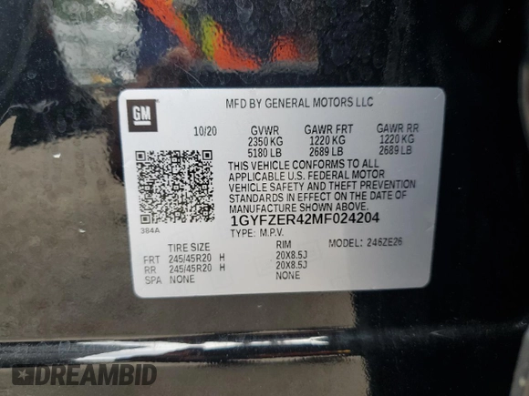 2021 Cadillac XT4 FWD Sport with VIN 1GYFZER42MF024204, listed as a Copart auction lot 63955904 with 31,262 mi miles and Salvage Title. Bid and sale history available at DreamBid. Image 16.