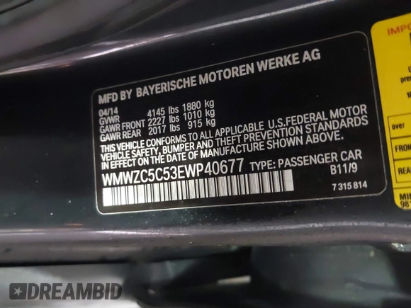 2014 MINI Countryman S with VIN WMWZC5C53EWP40677, listed as a IAAI auction lot 41473281 with 108,616 mi miles and . Bid and sale history available at DreamBid. Image 9.