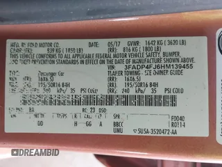 2017 Ford Fiesta Titanium with VIN 3FADP4FJ6HM139455, listed as a IAAI auction lot 41533050 with 104,788 mi miles and . Bid and sale history available at DreamBid. Image 9.