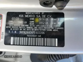 2023 Kia Rio LX with VIN 3KPA24AD6PE603396, listed as a Copart auction lot 47253685 with 5,978 mi miles and Salvage Title. Bid and sale history available at carsss.com. Image 13.