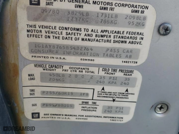1981 Chevrolet Corvette with VIN 1G1AY8765BS402764, listed as a Copart auction lot 75602154 with 16,682 mi miles and Salvage Title. Bid and sale history available at carsss.com. Image 12.