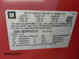 2015 GMC Terrain Denali with VIN 2GKFLUE39F6225176, listed as a Copart auction lot 52652855 with 87,646 mi miles and Salvage Title. Bid and sale history available at DreamBid. Image 13.