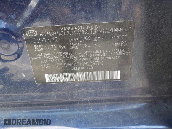 2013 Hyundai Elantra GLS с VIN 5NPDH4AE1DH239769, выставлен на аукционе IAAI как лот 42259765 с пробегом 167 046 миль миль и . История ставок и продаж доступна на DreamBid. Изображение 9.