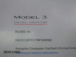 2022 Tesla Model 3 Performance with VIN 5YJ3E1EC7NF306192, listed as a IAAI auction lot 41453931 with 36,450 mi miles. Bid and sale history available at carsss.com. Image 14.