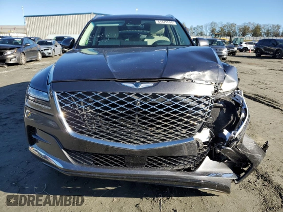 2022 Genesis GV80 Advanced Plus with VIN KMUHCESC4NU075604, listed as a Copart auction lot 81879594 with 34,330 mi miles and Salvage title. Bid and sale history available at DreamBid. Image 5.