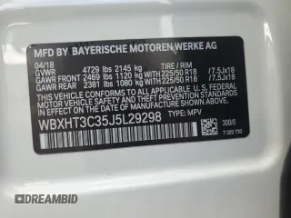 2018 BMW X1 xDrive28i with VIN WBXHT3C35J5L29298, listed as a Copart auction lot 59041435 with 27,612 mi miles and Salvage title. Bid and sale history available at DreamBid. Image 13.
