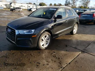 2018 Audi Q3 Premium with VIN WA1ECCFS9JR005826, listed as a Copart auction lot 87116344 with 98,821 mi miles and Salvage Title. Bid and sale history available at carsss.com. Image 1.