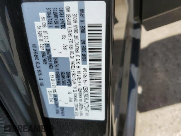 2019 Mazda 6 Grand Touring Reserve with VIN JM1GL1WY1K1503459, listed as a Copart auction lot 61557214 with 52,120 mi miles and Salvage Title. Bid and sale history available at DreamBid. Image 12.