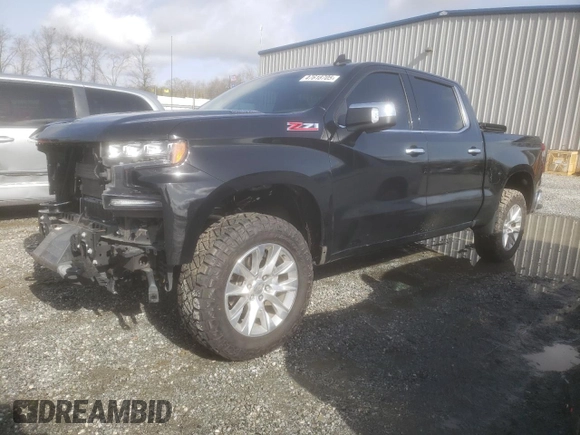 2021 Chevrolet Silverado 1500 LTZ with VIN 3GCUYGET0MG338974, listed as a Copart auction lot 47618705 with 87,076 mi miles and Salvage Title. Bid and sale history available at DreamBid. Image 1.