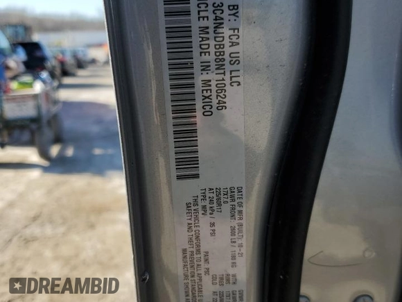2022 Jeep Compass Latitude с VIN 3C4NJDBB8NT106246, выставлен на аукционе Copart как лот 55585645 с пробегом Не указан миль и Чистый • Clean title. История ставок и продаж доступна на DreamBid. Изображение 13.