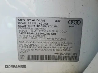 2019 Audi SQ5 Prestige with VIN WA1C4AFYXK2114562, listed as a Copart auction lot 61408363 with 45,048 mi miles. Bid and sale history available at carsss.com. Image 13.