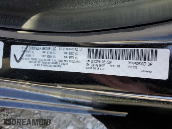 2013 Dodge Avenger SE with VIN 1C3CDZAB1DN512210, listed as a Copart auction lot 52463255 with 138,225 mi miles and Salvage Title. Bid and sale history available at carsss.com. Image 14.