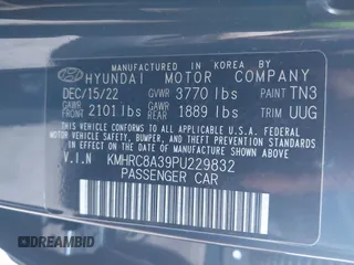 2023 Hyundai Venue Limited with VIN KMHRC8A39PU229832, listed as a IAAI auction lot 40665952 with 56,922 mi miles and . Bid and sale history available at DreamBid. Image 9.