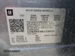 2018 Chevrolet Traverse Premier with VIN 1GNERKKW8JJ156024, listed as a Copart auction lot 46453915 with 128,527 mi miles and Salvage Title. Bid and sale history available at carsss.com. Image 14.