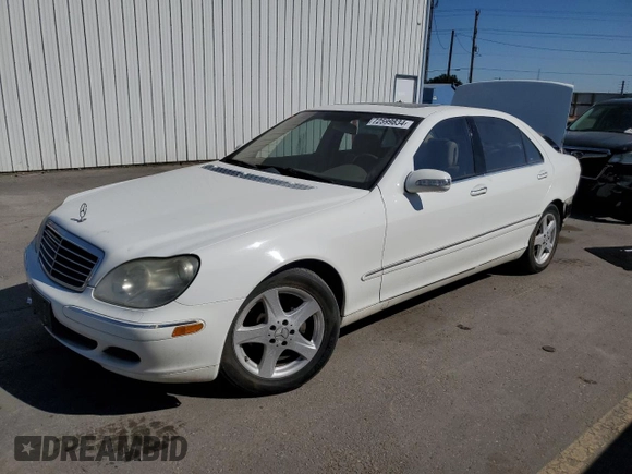 2004 Mercedes-Benz S-Class with VIN WDBNG75J94A422505, listed as a Copart auction lot 72599834 with 205,781 mi miles and Salvage Title. Bid and sale history available at carsss.com. Image 1.