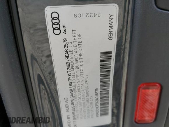 2018 Audi A5 Sportback Prestige z VIN WAUCNCF5XJA018579, wystawiony jako Copart lot #53323405 z przebiegiem 76 549 mil mil oraz Szkoda całkowita • Salvage title. Historia ofert i sprzedaży dostępna na DreamBid. Obrazek 13.