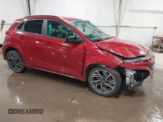 2022 Hyundai Kona N Line with VIN KM8K3CA39NU771109, listed as a IAAI auction lot 41509985 with 21,231 mi miles. Bid and sale history available at carsss.com. Image 1.