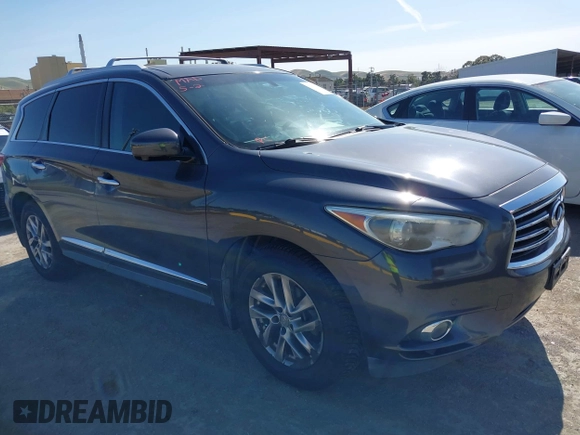 2013 Infiniti JX35 with VIN 5N1AL0MM3DC313827, listed as a IAAI auction lot 42185244 with 127,814 mi miles. Bid and sale history available at carsss.com. Image 1.