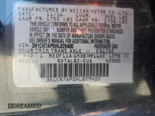 2017 Nissan Versa S Plus z VIN 3N1CN7AP0HL829400, wystawiony jako Copart lot #54347225 z przebiegiem 141 991 mil mil oraz Szkoda całkowita • Salvage title. Historia ofert i sprzedaży dostępna na DreamBid. Obrazek 13.
