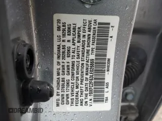 2020 Honda Civic LX with VIN 19XFC2F63LE026869, listed as a Copart auction lot 58776935 with 60,507 mi miles and Salvage title. Bid and sale history available at DreamBid. Image 12.