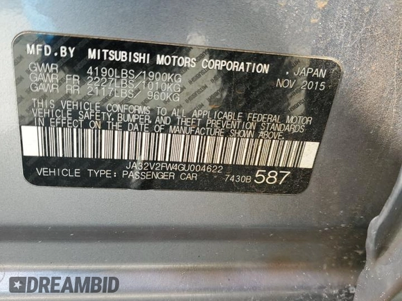2016 Mitsubishi Lancer SE with VIN JA32V2FW4GU004622, listed as a Copart auction lot 51445805 with 141,689 mi miles and Salvage Title. Bid and sale history available at carsss.com. Image 13.