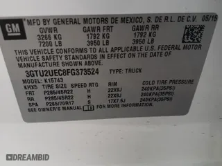 2015 GMC Sierra 1500 SLE with VIN 3GTU2UEC8FG373524, listed as a Copart auction lot 82873724 with 0 mi miles and Clean Title. Bid and sale history available at carsss.com. Image 14.