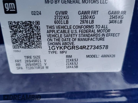 2024 Cadillac XT6 AWD Sport with VIN 1GYKPGRS4RZ734578, listed as a Copart auction lot 88603575 with 9,015 mi miles and Salvage Title. Bid and sale history available at carsss.com. Image 16.