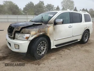 2005 Infiniti QX56 z VIN 5N3AA08C65N813615, wystawiony jako Copart lot #54941415 z przebiegiem Nie podano mil oraz Szkoda całkowita • Salvage title. Historia ofert i sprzedaży dostępna na DreamBid. Obrazek 1.