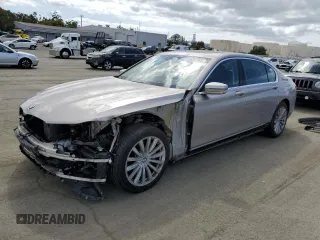 2018 BMW 7 Series 740i with VIN WBA7E2C59JG741689, listed as a Copart auction lot 50948855 with 96,337 mi miles and Salvage Title. Bid and sale history available at carsss.com. Image 1.