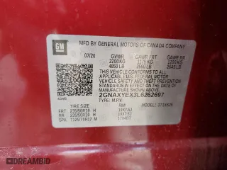 2020 Chevrolet Equinox Premier with VIN 2GNAXYEX3L6262697, listed as a Copart auction lot 46757155 with 67,517 mi miles and Salvage Title. Bid and sale history available at carsss.com. Image 14.