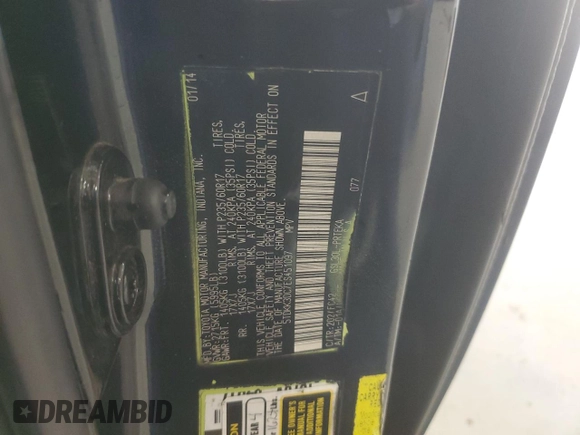 2014 Toyota Sienna LE AAS with VIN 5TDKK3DC7ES451097, listed as a Copart auction lot 55211105 with 251,705 mi miles and Salvage Title. Bid and sale history available at DreamBid. Image 13.