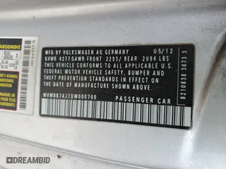 2013 Volkswagen Golf w/Conv & Sunroof with VIN WVWBB7AJ7DW000700, listed as a Copart auction lot 43582035 with 164,300 mi miles and Salvage Title. Bid and sale history available at carsss.com. Image 12.