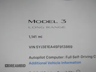 2025 Tesla Model 3 Long Range with VIN 5YJ3E1EA4SF913869, listed as a IAAI auction lot 41416608 with 1,141 mi miles and . Bid and sale history available at DreamBid. Image 15.