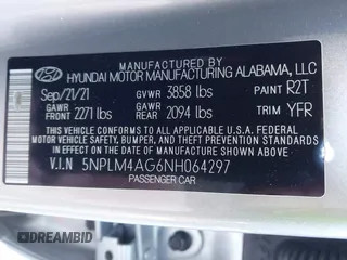 2022 Hyundai Elantra SEL with VIN 5NPLM4AG6NH064297, listed as a IAAI auction lot 41887543 with 59,776 mi miles and . Bid and sale history available at DreamBid. Image 9.