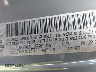 2020 Jeep Gladiator Sport S with VIN 1C6HJTAG2LL157701, listed as a IAAI auction lot 41766647 with 62,571 mi miles. Bid and sale history available at carsss.com. Image 9.