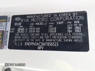 2021 Kia Sportage EX with VIN KNDPN3AC5M7856515, listed as a IAAI auction lot 41879128 with 56,537 mi miles and . Bid and sale history available at DreamBid. Image 9.