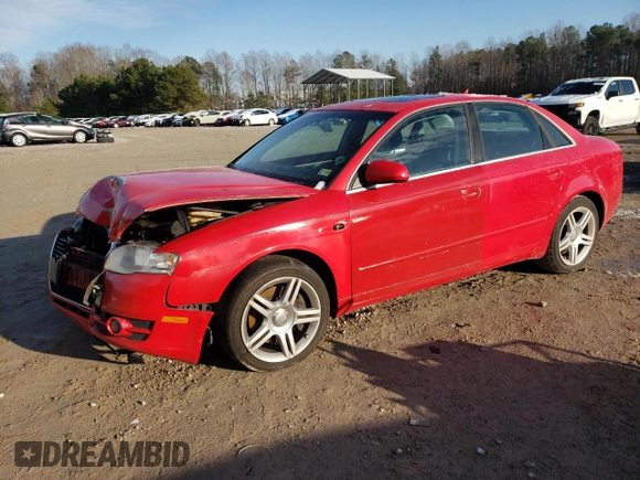 2007 Audi A4 2.0T with VIN WAUAF78E97A035908, listed as a Copart auction lot 87883905 with 160,029 mi miles and Salvage Title. Bid and sale history available at carsss.com. Image 1.