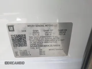 2019 Buick Enclave Essence with VIN 5GAERBKWXKJ178909, listed as a IAAI auction lot 41847831 with 55,974 mi miles and . Bid and sale history available at carsss.com. Image 9.