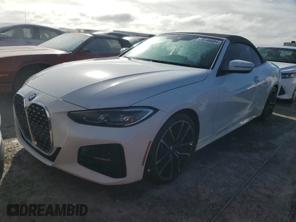2022 BMW 4 Series 430i with VIN WBA23AT02NCJ38076, listed as a Copart auction lot 76186884 with 21,106 mi miles and Non repairable. Bid and sale history available at DreamBid. Image 1.