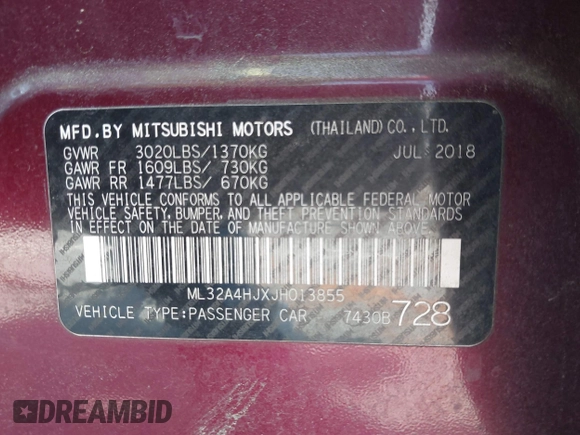 2018 Mitsubishi Mirage SE с VIN ML32A4HJXJH013855, выставлен на аукционе IAAI как лот 42081167 с пробегом 107 119 миль миль и . История ставок и продаж доступна на DreamBid. Изображение 9.