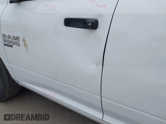 2024 Ram 1500 SLT with VIN 1C6RR7GG3RS157779, listed as a IAAI auction lot 42488148 with 34,814 mi miles and . Bid and sale history available at DreamBid. Image 18.