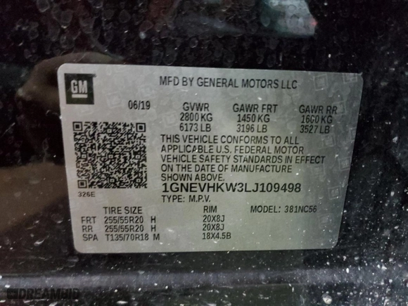2020 Chevrolet Traverse LT Leather with VIN 1GNEVHKW3LJ109498, listed as a Copart auction lot 83551664 with 90,027 mi miles and Non Repairable. Bid and sale history available at carsss.com. Image 14.