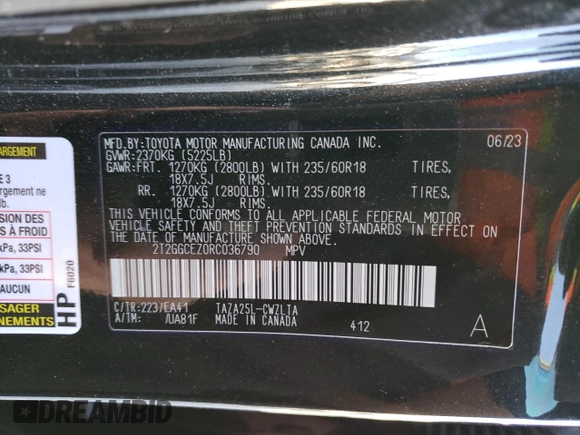2024 Lexus NX with VIN 2T2GGCEZ0RC036790, listed as a Copart auction lot 44315165 with 0 mi miles and Salvage Title. Bid and sale history available at carsss.com. Image 13.
