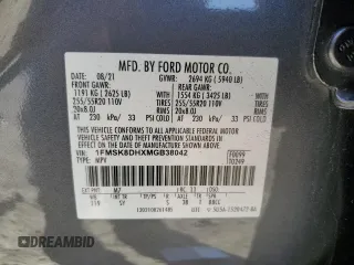 2021 Ford Explorer XLT with VIN 1FMSK8DHXMGB38042, listed as a Copart auction lot 53992545 with 41,020 mi miles and Clean Title. Bid and sale history available at carsss.com. Image 14.