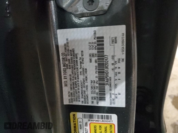 2018 Ford Fusion SE with VIN 3FA6P0HD1JR202477, listed as a Copart auction lot 51457585 with 137,014 mi miles and Clean Title. Bid and sale history available at carsss.com. Image 12.
