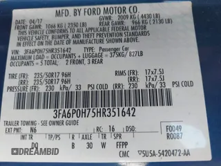 2017 Ford Fusion SE с VIN 3FA6P0H75HR351642, выставлен на аукционе IAAI как лот 40328059 с пробегом 95 647 миль миль и . История ставок и продаж доступна на DreamBid. Изображение 9.