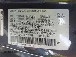 2019 Acura RDX Technology с VIN 5J8TC2H54KL017533, выставлен на аукционе IAAI как лот 42169803 с пробегом 93 547 миль миль и . История ставок и продаж доступна на DreamBid. Изображение 9.